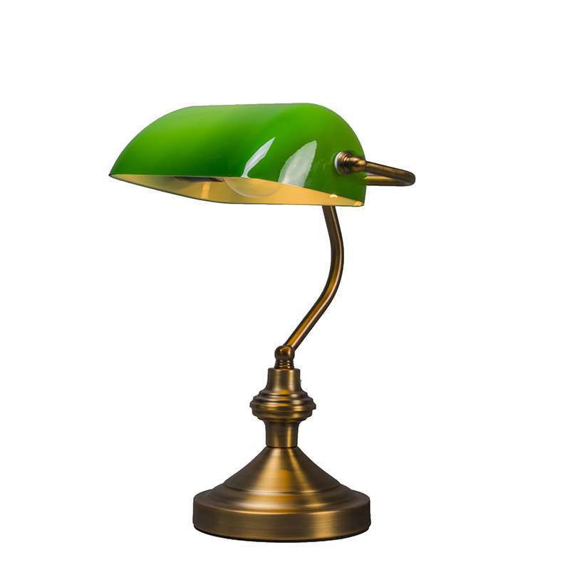 Smart klassieke tafellamp brons met groen glas incl. Wifi A60 - Banker
