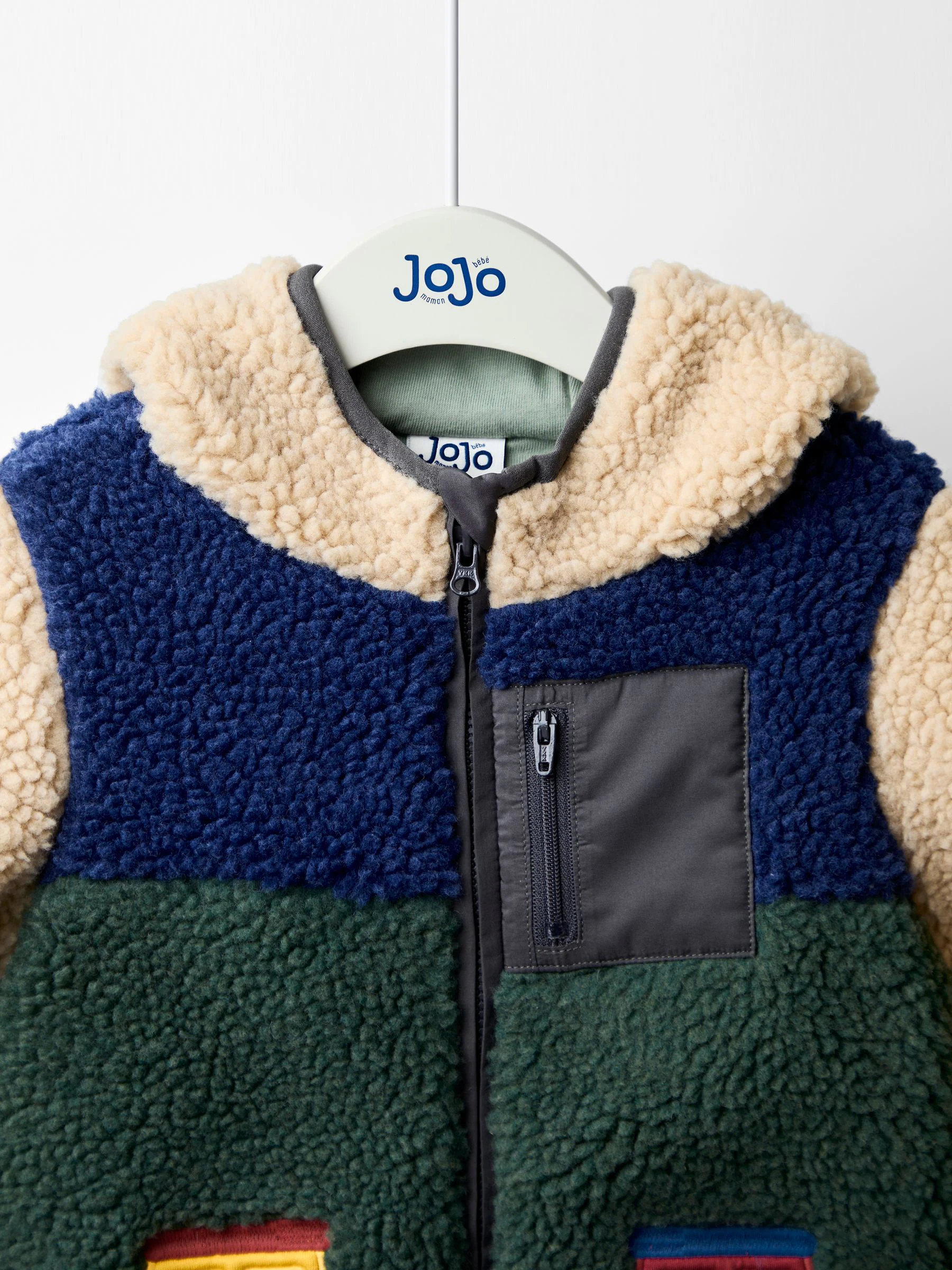 Kakigroen met tractoren - JoJo Maman Bébé Teddy Fleece Jas met Applicatie