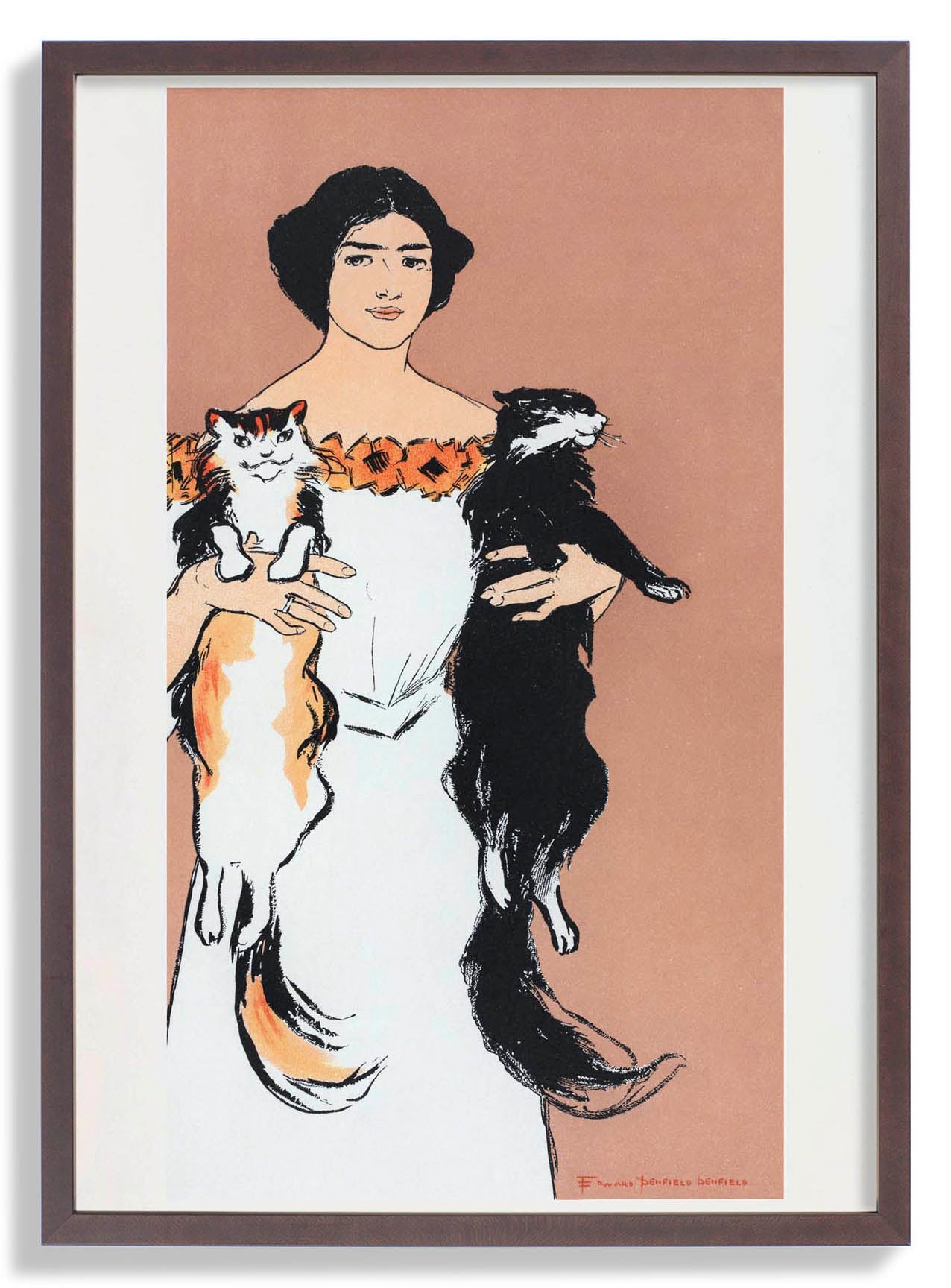 Frau hält Katzen von Edward Penfield