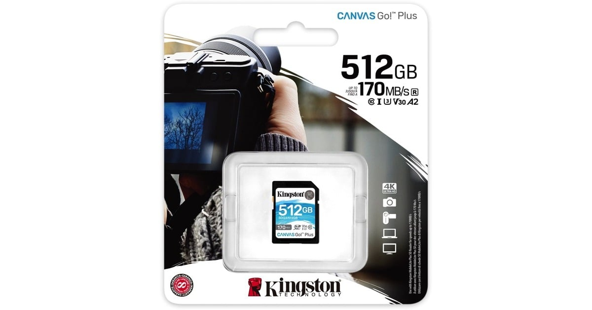 KingstonCanvas Go! Plus SDXC 512 GB geheugenkaart  (Zwart, UHS-I U3, Class 10)