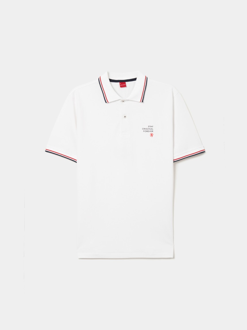 Polo piqué regular fit com riscas