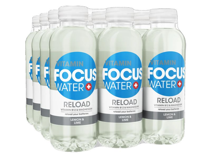 FOCUS WATER Reload Zitrone und Limette 12 x 0.5 l Das Schweizer Vitaminwasser mit belebendem Geschmack von Zitrone und Limette