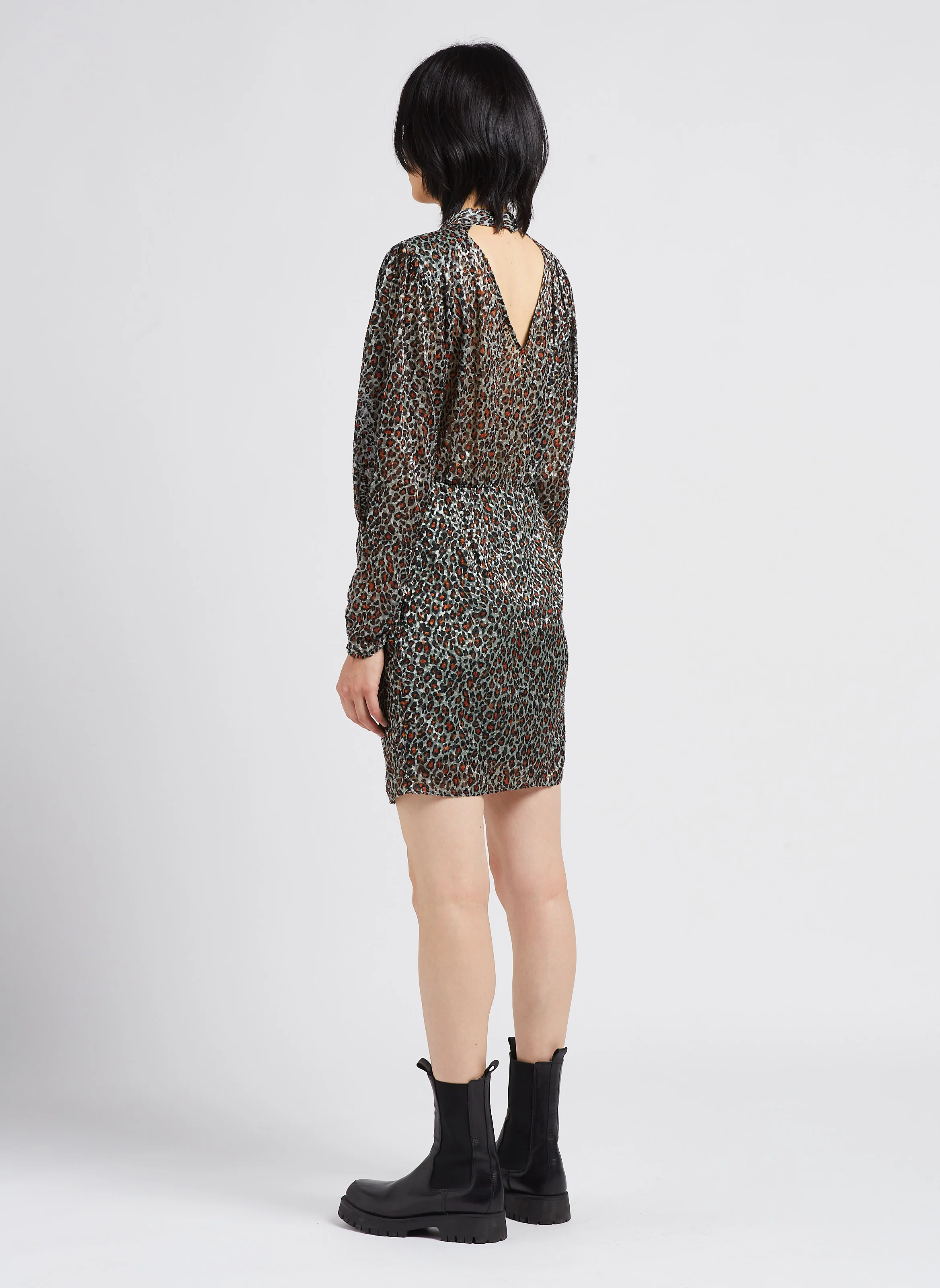 Robe col montant cintrée | Vert