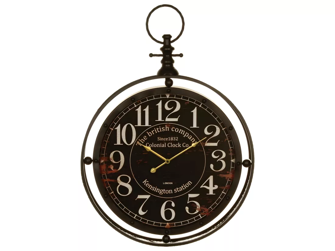 Pendule murale en métal forme gousset D 60 cm