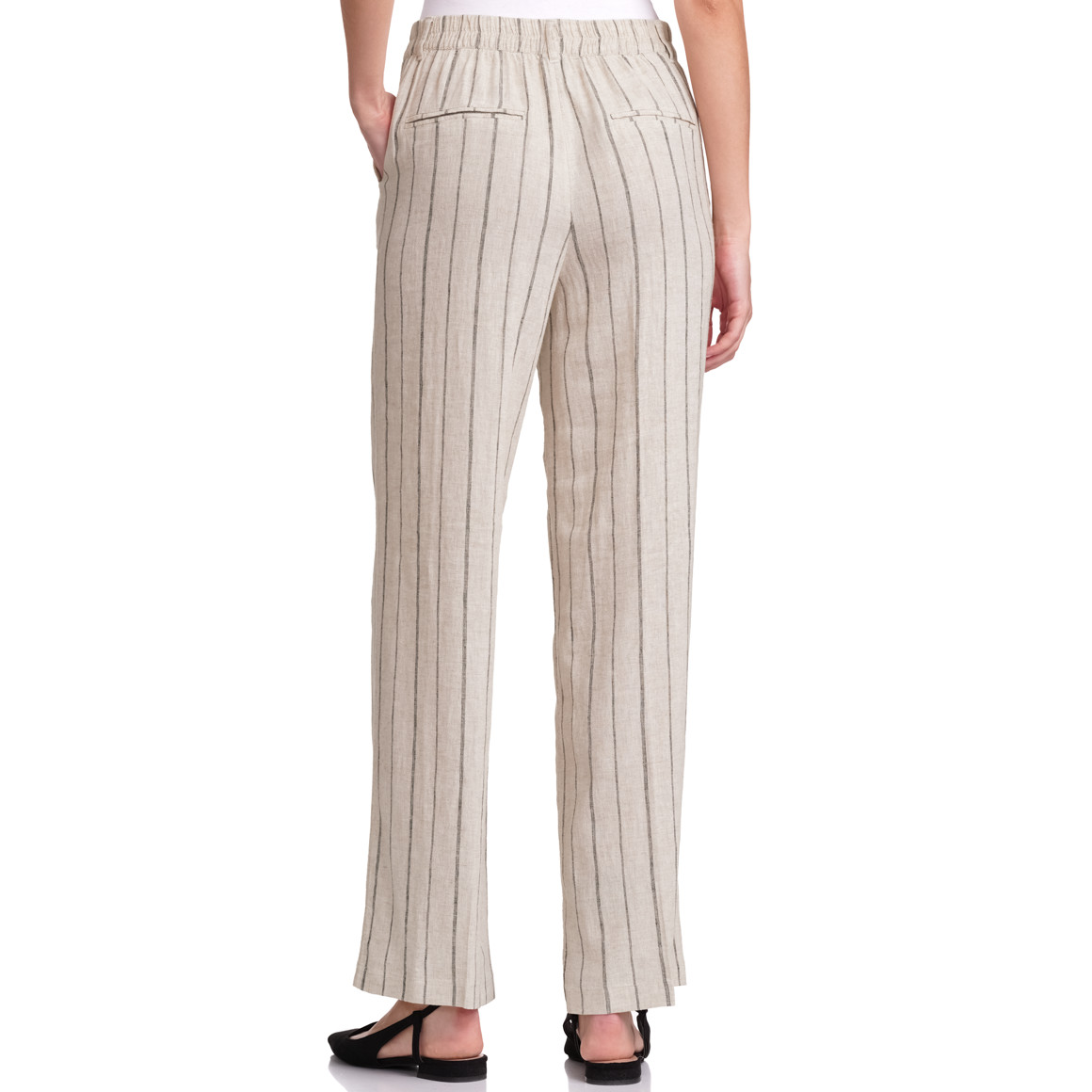 Gina Collection Damen Leinen-Hose mit Streifen creme
