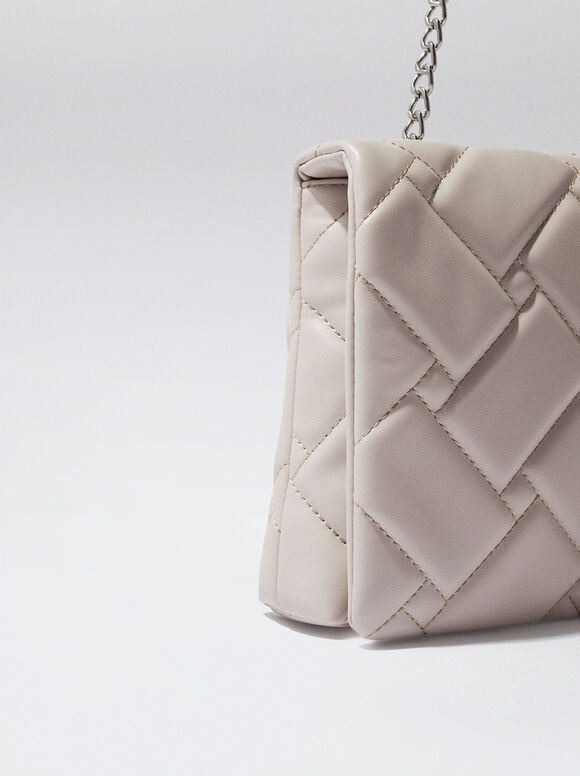 Bolsa acolchoada com corrente - Cru