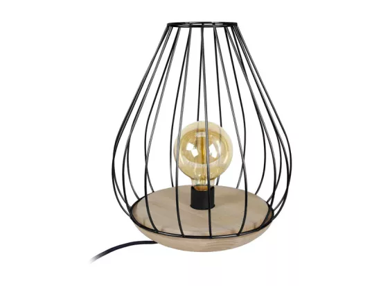 Lampe de chevet bois filaire,noir 35 cm.