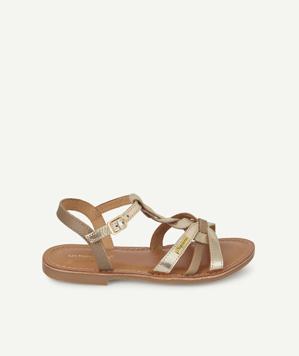 LES TROPEZIENNES PAR M BELARBILES SANDALES BADAMI BEIGE ET OR BRILLANTES