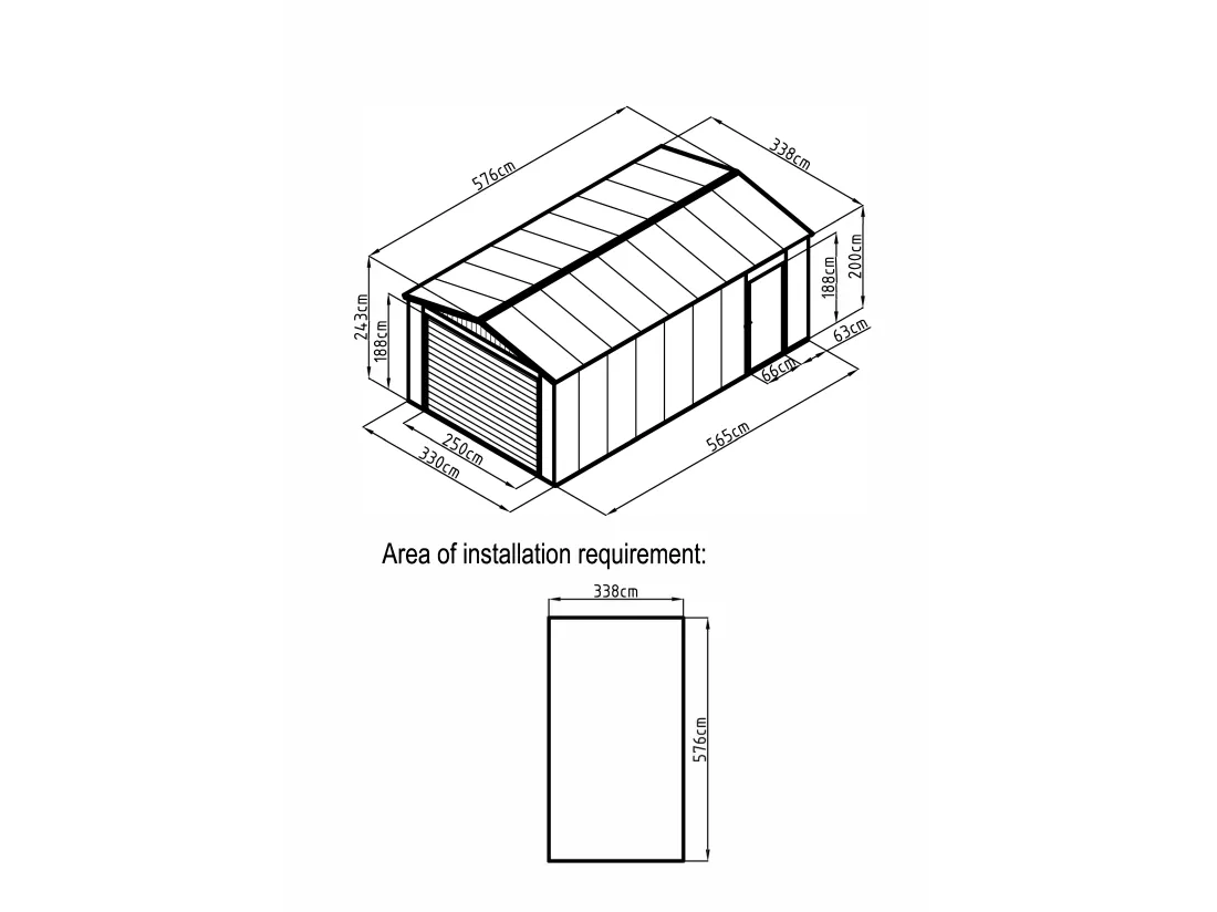 Garage en acier galvanisé avec porte enroulante gris OCTOU - 19,5 m²