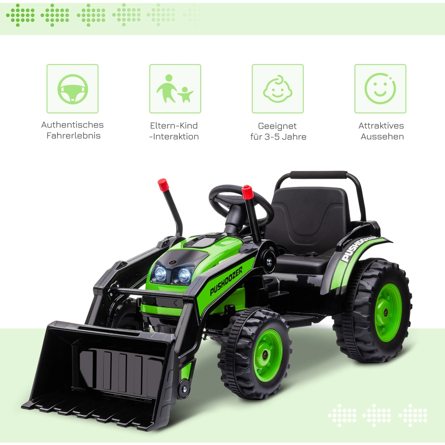 HOMCOM Elektrischer Kinderbagger mit Schaufel grün