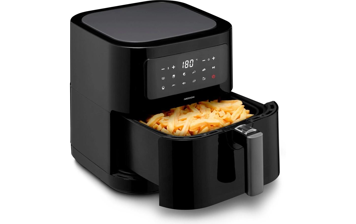 Heissluft-Fritteuse MD 11740 5.2 l, SchwarzFritteuse mit hochwertiger Corflon-Ultra-Antihaftbeschichtung