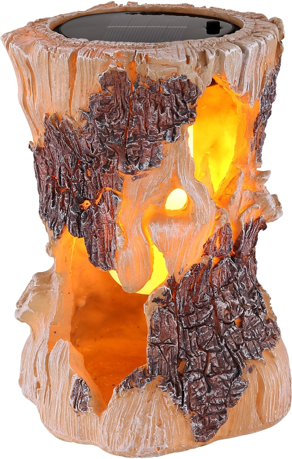 Solarleuchte Baumstamm - Holzoptik-weiß - 19,5 cm