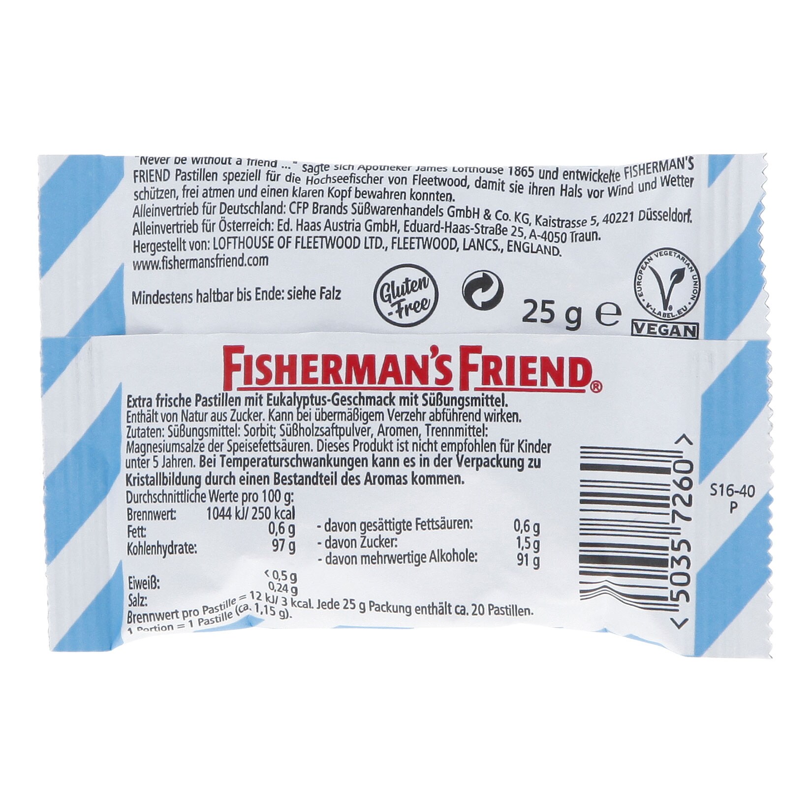 Fishermans Friend Eucalyptus ohne Zucker 25 g, 24er Pack