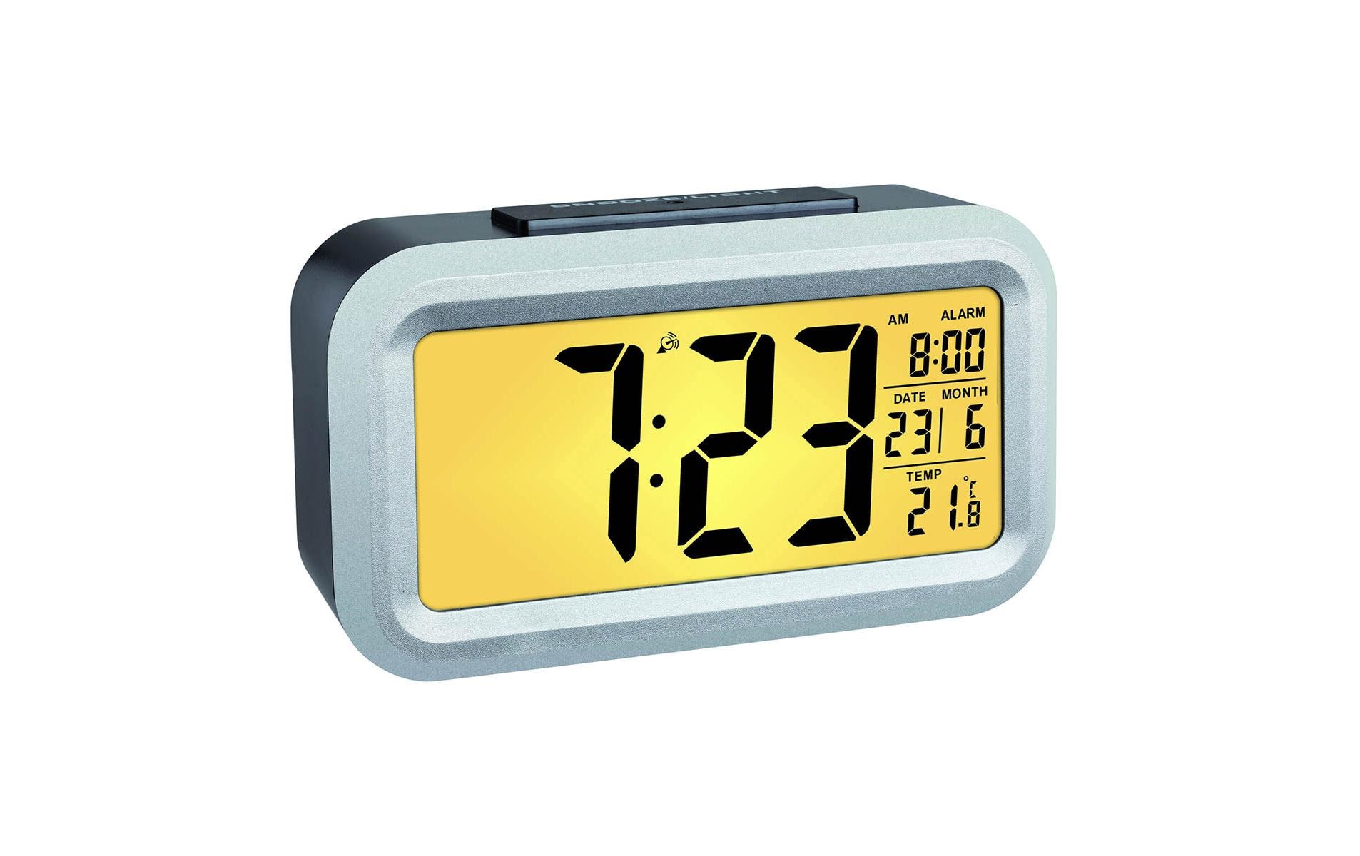 Digitalwecker Lumio Plus SilberDigitaler Funk-Wecker mit Temperatur
