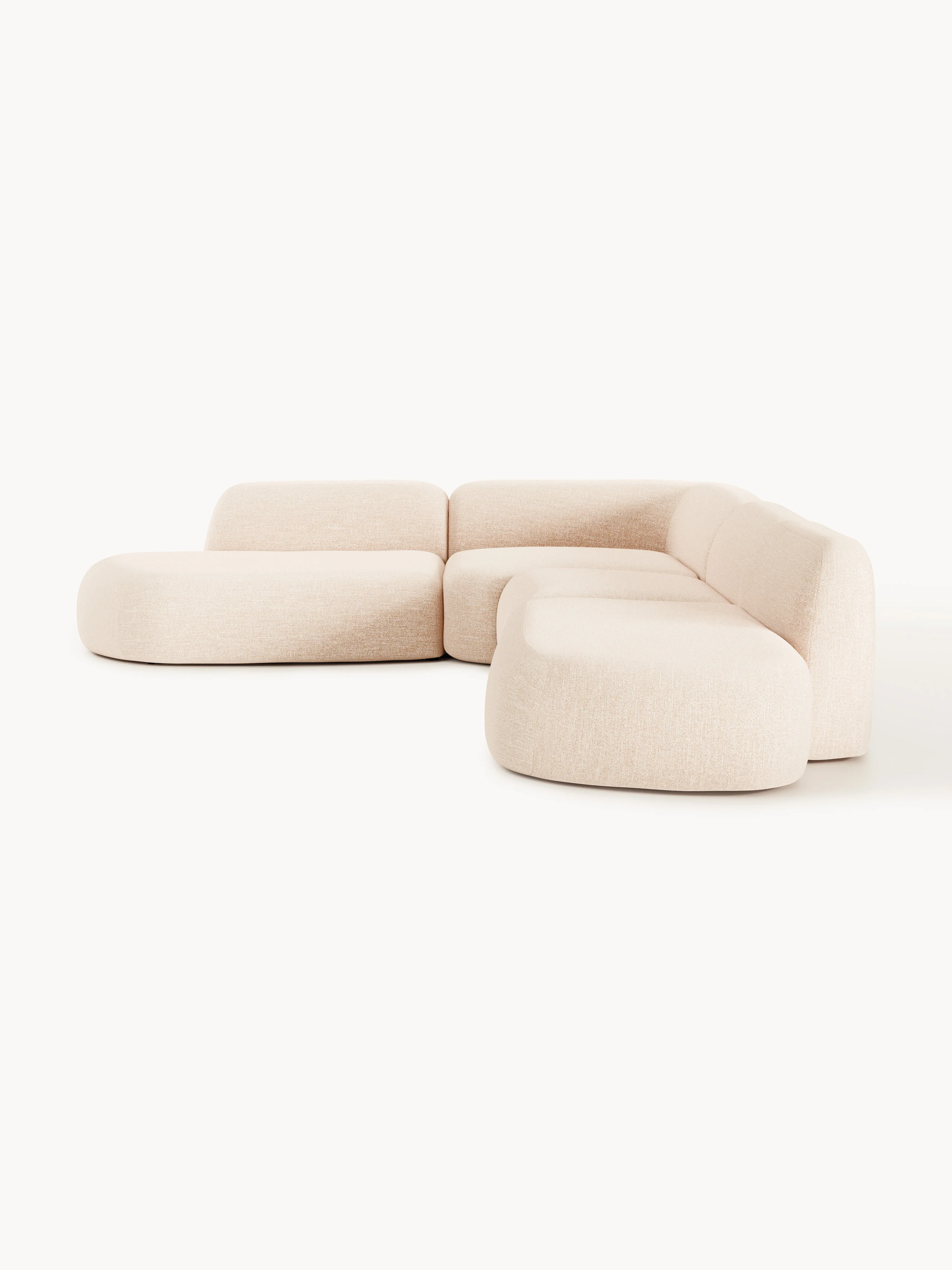 Modulaire bouclé XL hoekbank Wolke met chaise longue