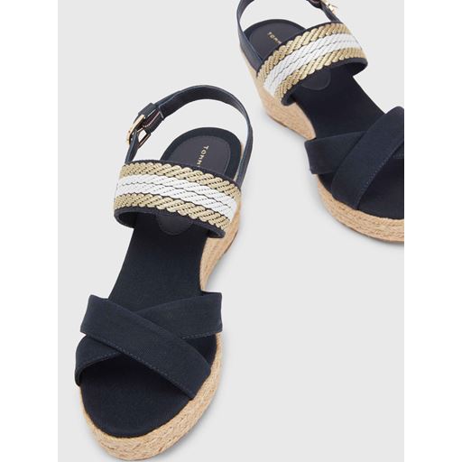 Tommy Hilfiger Webbing Strap Mid Wedge Sandaler, Space Blue, 38