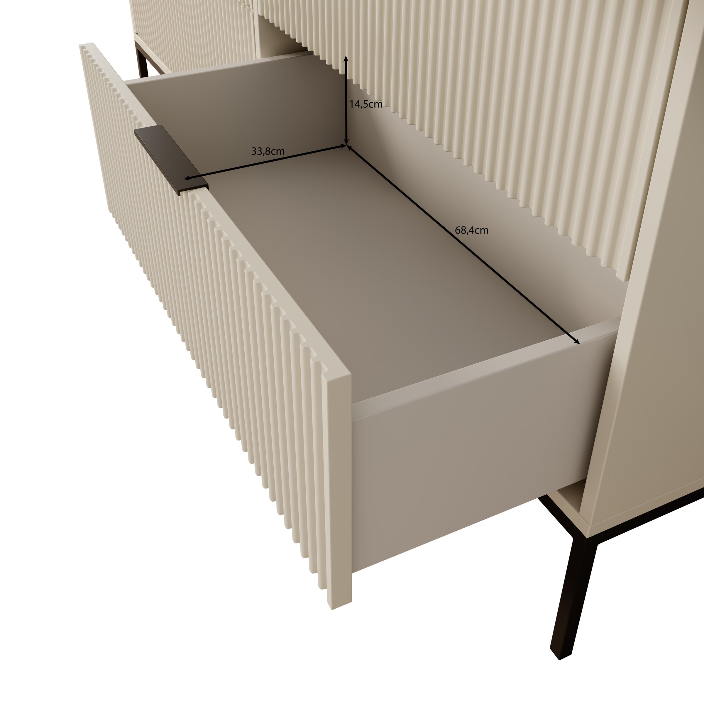 Delaware - Ladekast 8 lades - Beige - 150x40x116 cm