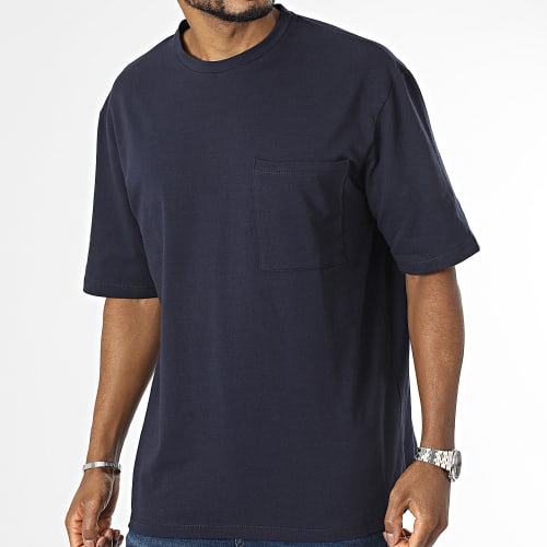 Tee Shirt Oversize Large A Poche Poitrine Bleu Marine