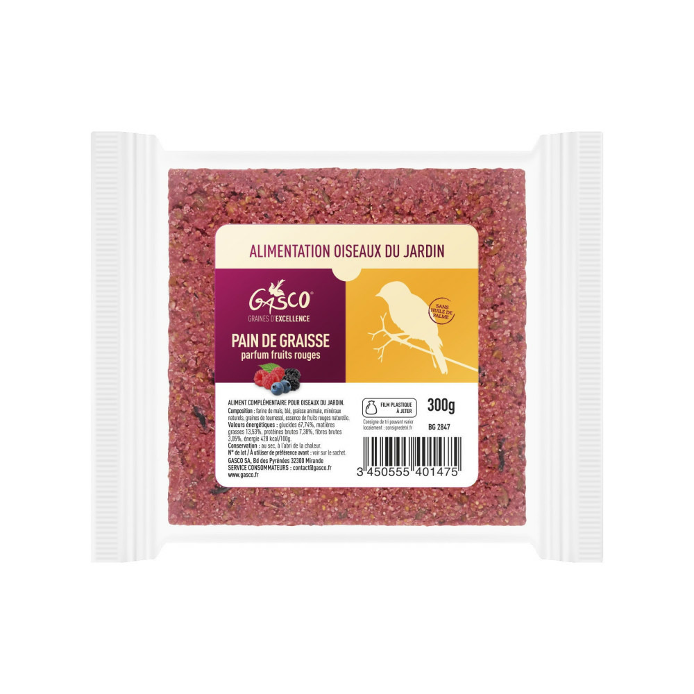 Pain de graisse fruits rouges 300 g pour oiseaux de la nature