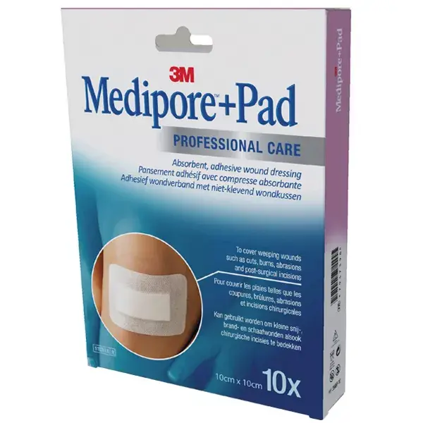 Almofada 3M Medipore Plus 10cm x 10cm 10 emplastros