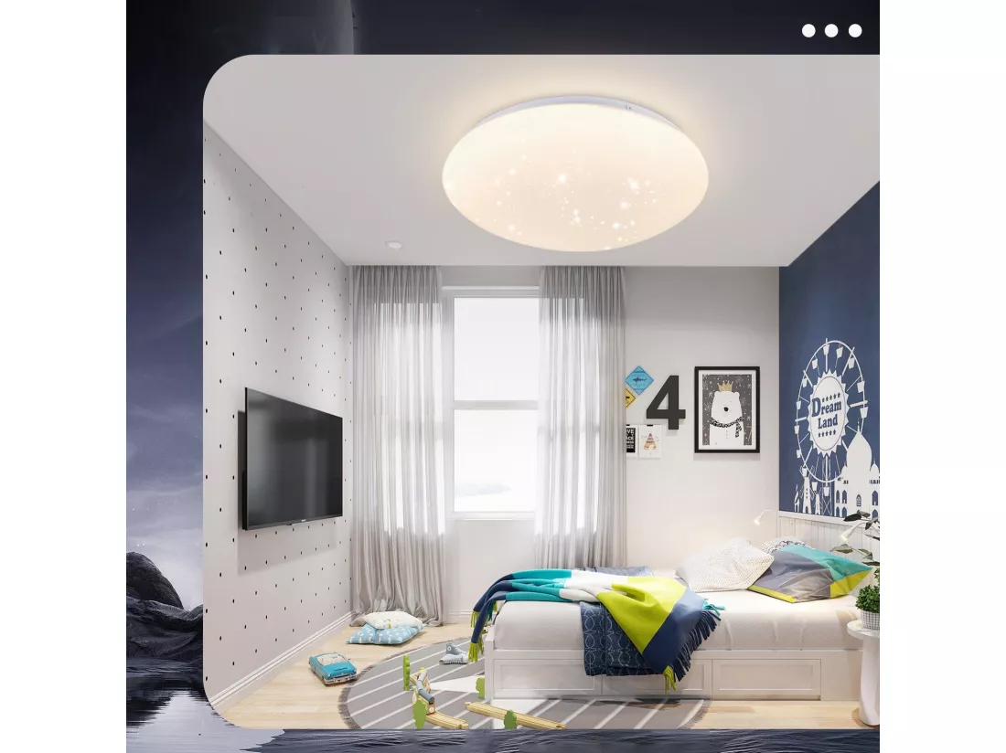 NETTLIFE Plafonnier LED 30 cm Ronde IP44 18 W Chambre Ciel Étoilé Blanc Neutre Étanche pour Cuisine Chambre d'Enfant Couloir