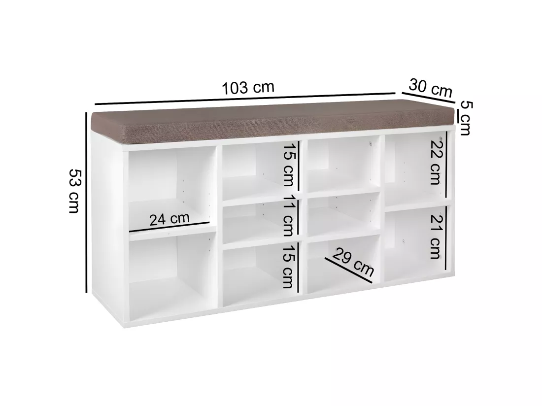Commode de chaussures Bois 103,5x53x30cm Banque de chaussures 10 paires