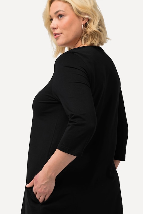Longshirt, A-Linie, Carree-Ausschnitt, 3/4-Arm