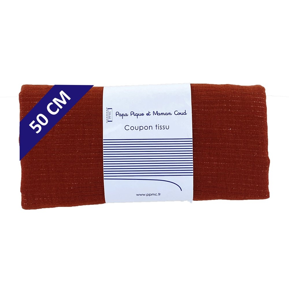 Coupon Tissu 50 Cm Gaze Lurex Terracotta