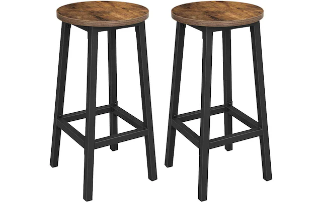 VASAGLE Barhocker »rund, 2er Set, Metall, Holz« Herkunftsland China, Holzart