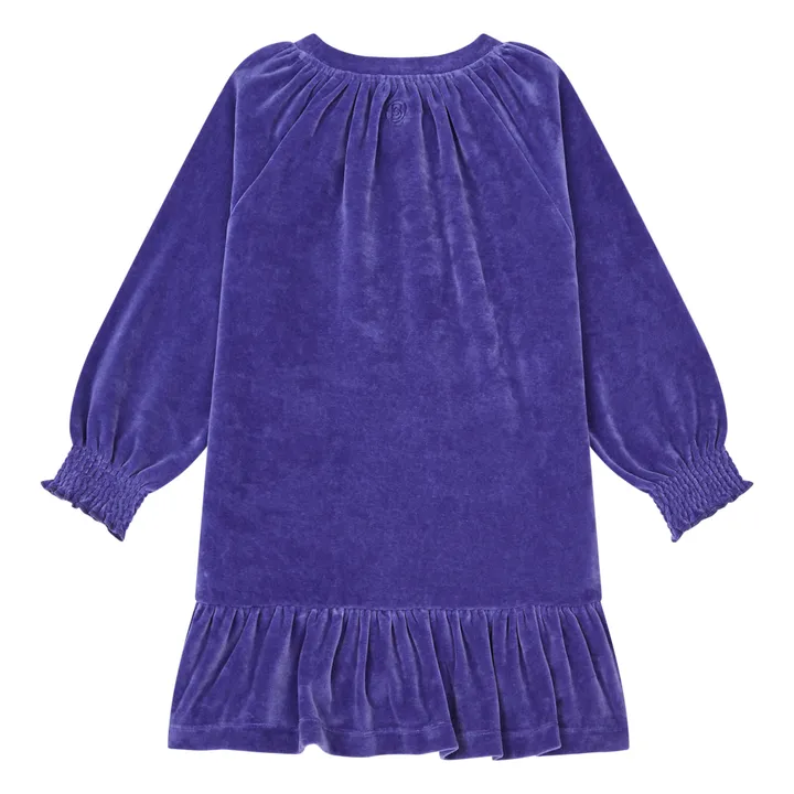 SMALLABLE BASICS Robe Fille Courte à Volants en Velours | Bleu indigo