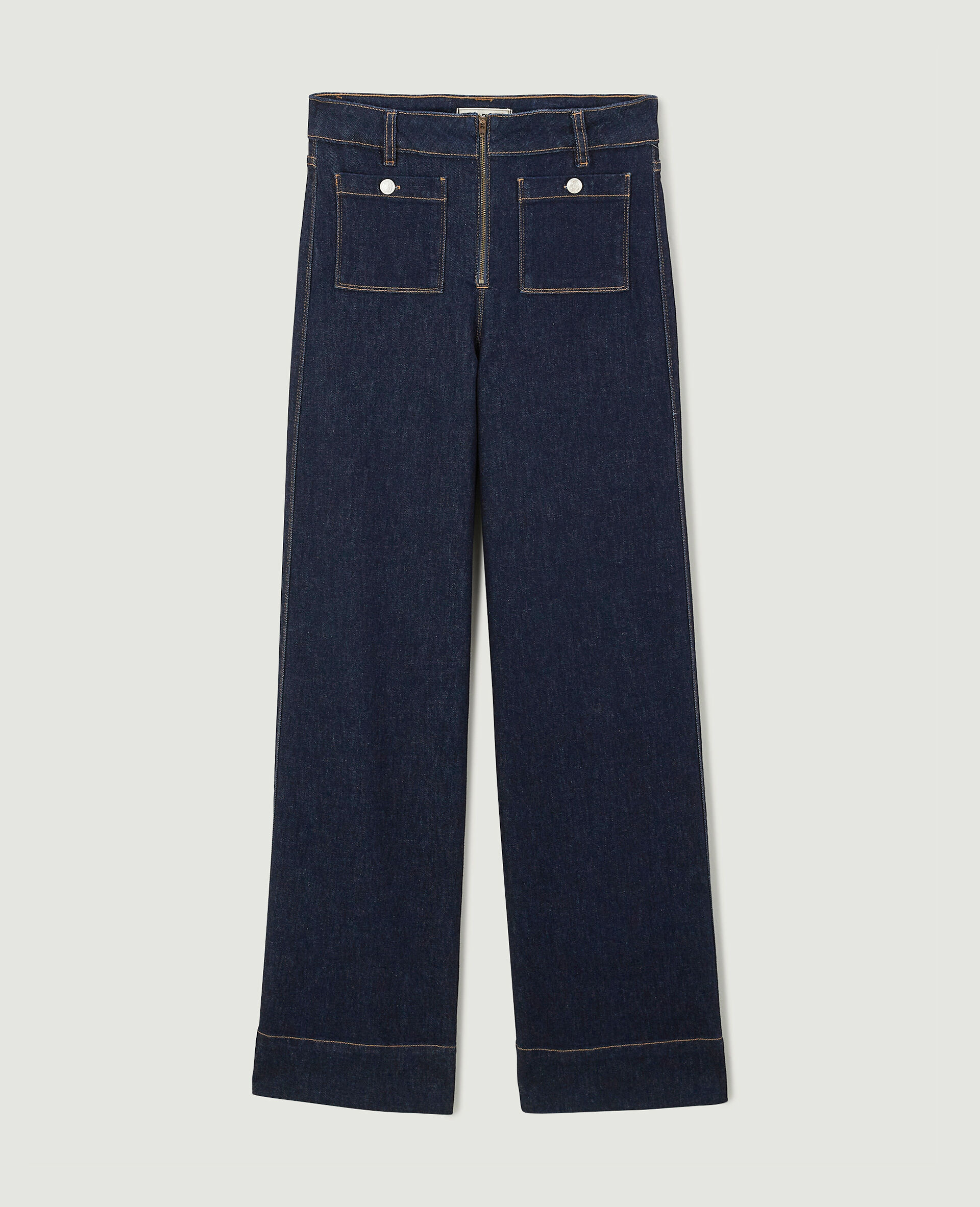 Jean Wide avec fermeture zippée apparente - Bleu