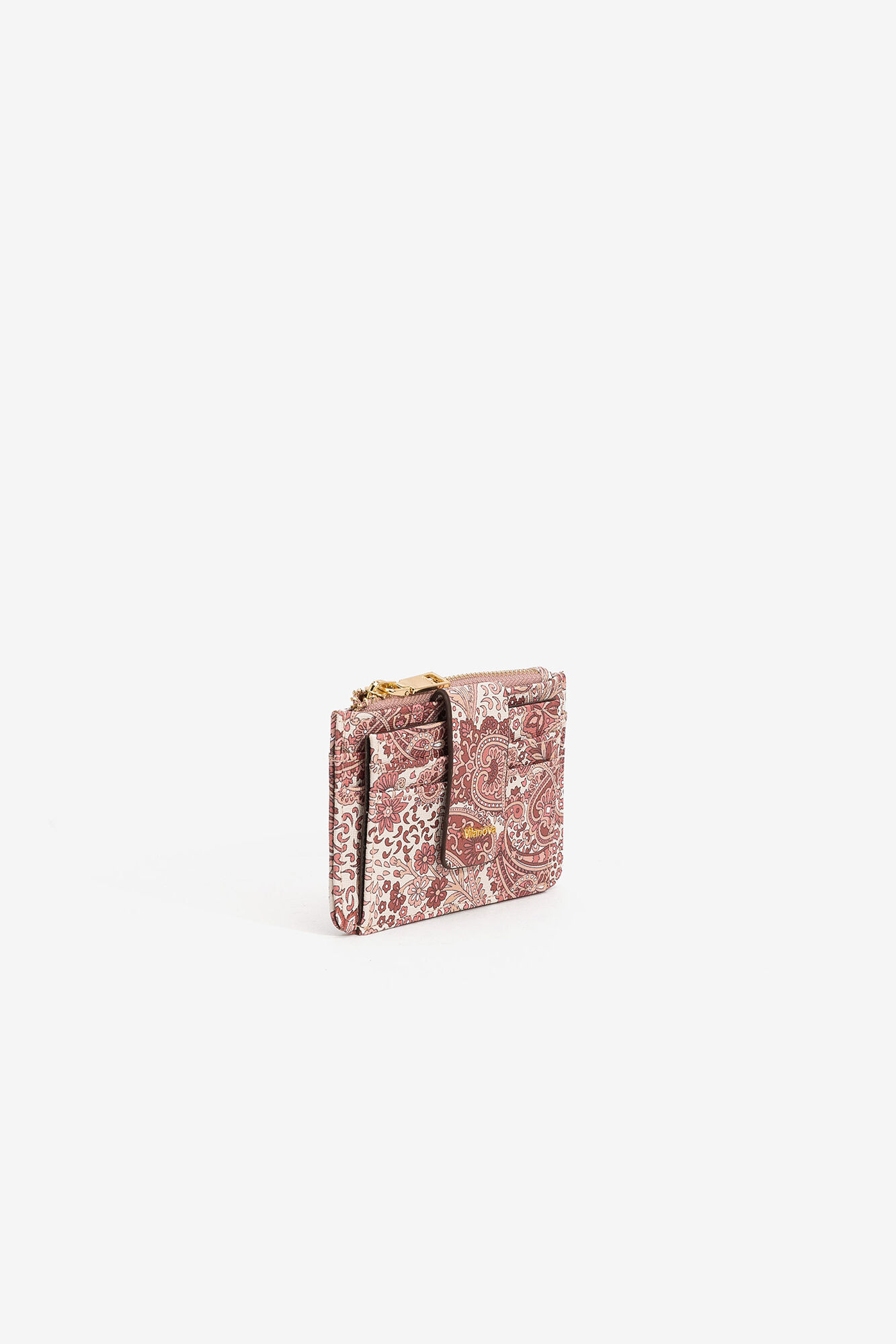 Porta-cartões com estampa floral - Rosa