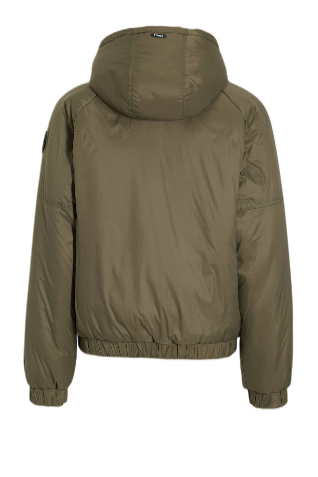 Retour Jeans reversible gewatteerde winterjas Kiara kaki groen/zand