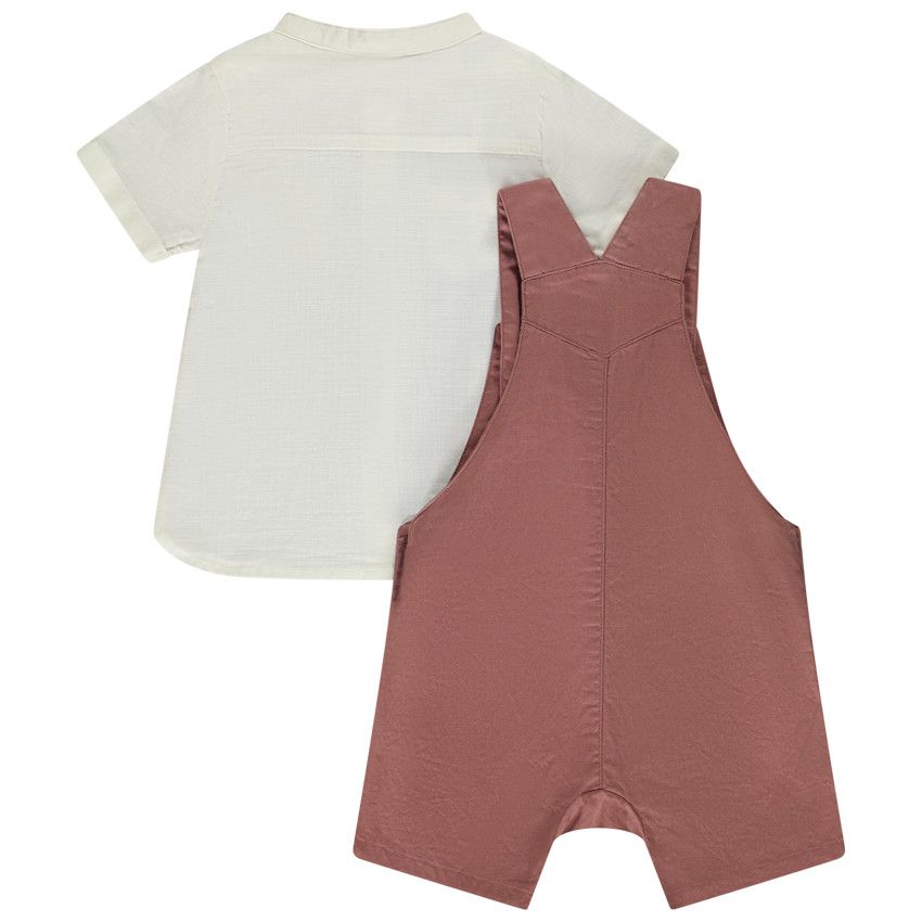 Ensemble 2 pièces salopette + chemise col mao pour bébé garçon - Marron