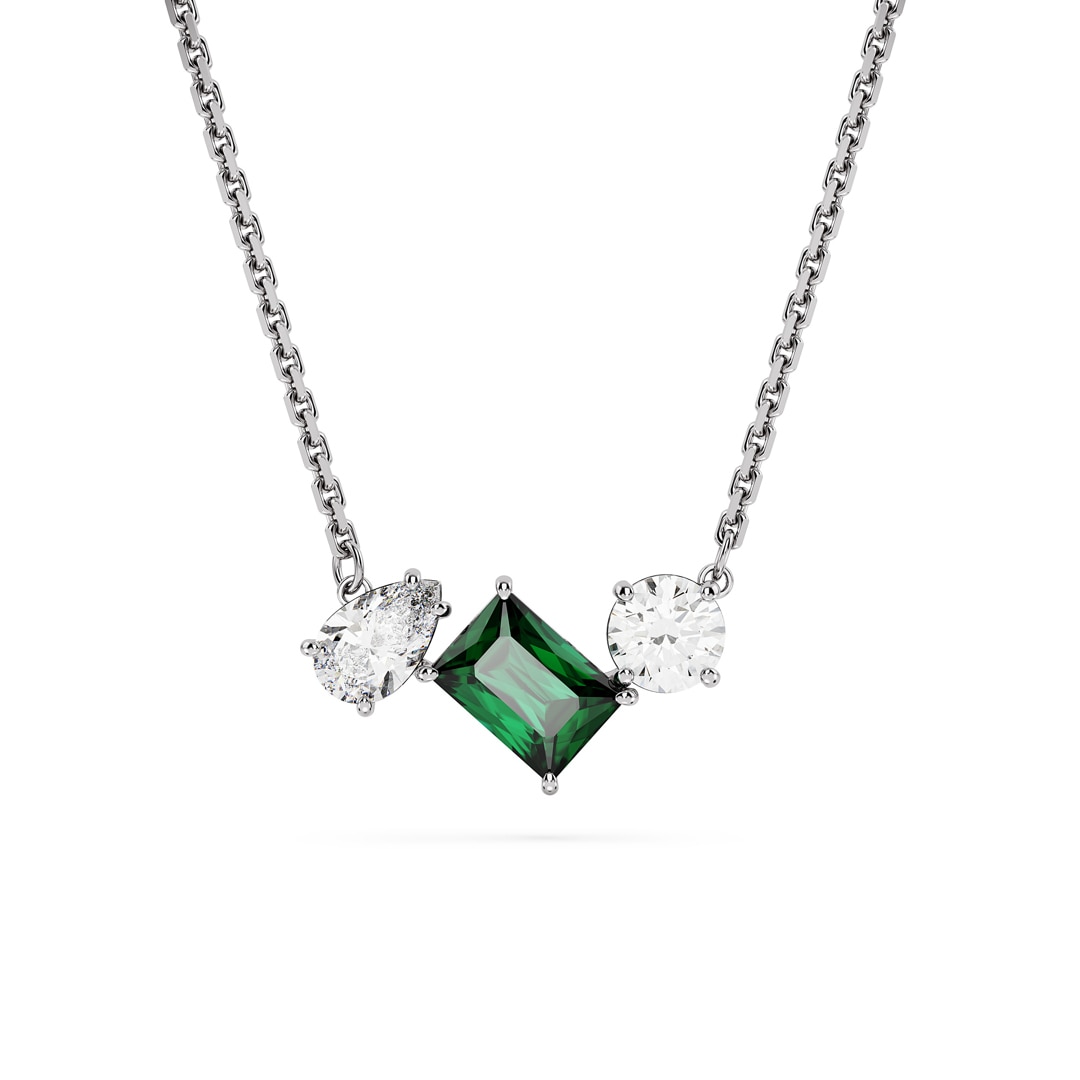 Swarovski Mesmera Collier Verschiedene Schliffe, Grün, Rhodiniert