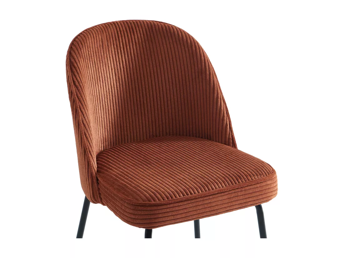 Lot de 6 chaises en velours côtelé et métal noir - Terracotta - ALPALI