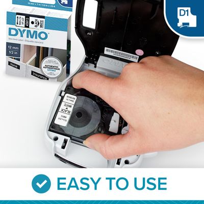 Dymo D1 - Ruban d'étiquettes auto-adhésives - 1 rouleau (12 mm x 7 m) - fond blanc écriture noire