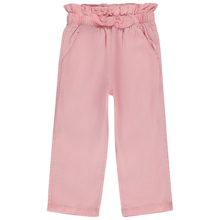 Pantalon large uni effet noué pour fille - Multicolore