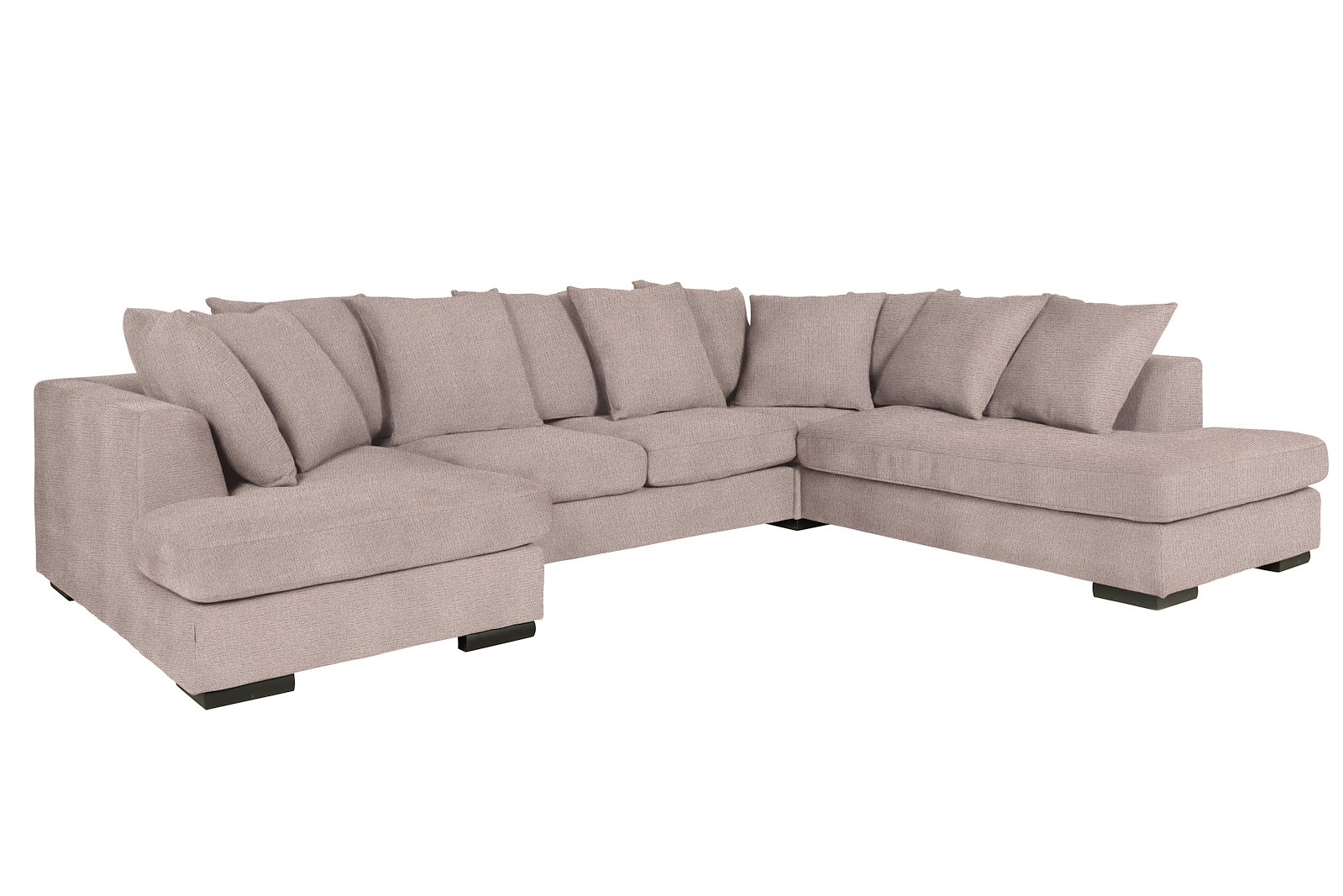Paso Doble Night U-sofa Divan høyre, 2-seter og Åpen ende venstre, hjørne,. I tekstil Mito Desert, EU komfort med sort treben 5cm, Promotion 1