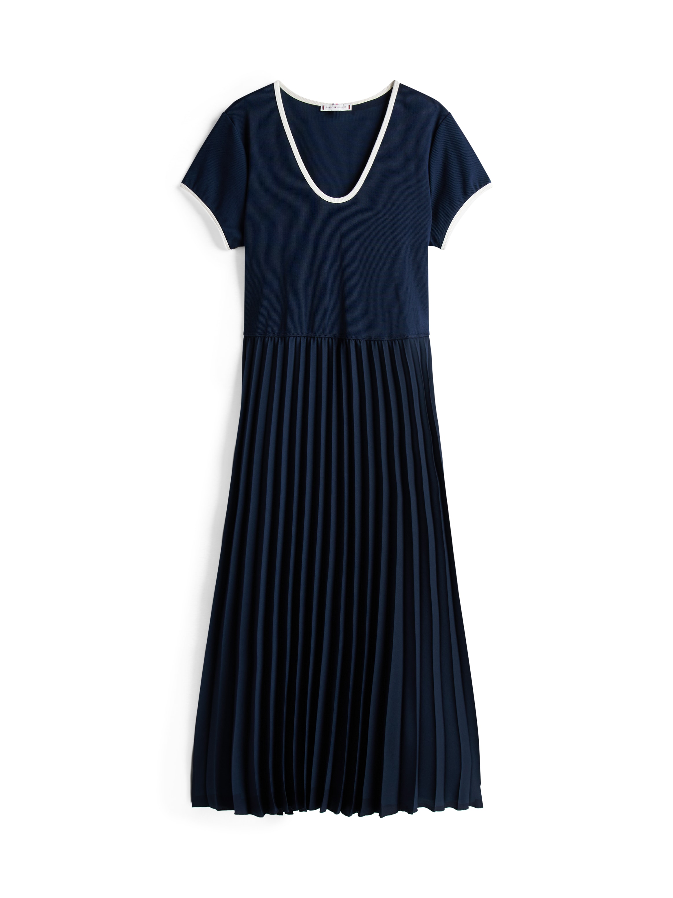 Tommy Hilfiger Curve Blusenkleid »CRV CONTRAST SOFT V-NK DRESS« in Grossen Grössen, mit tiefem Rundausschnitt