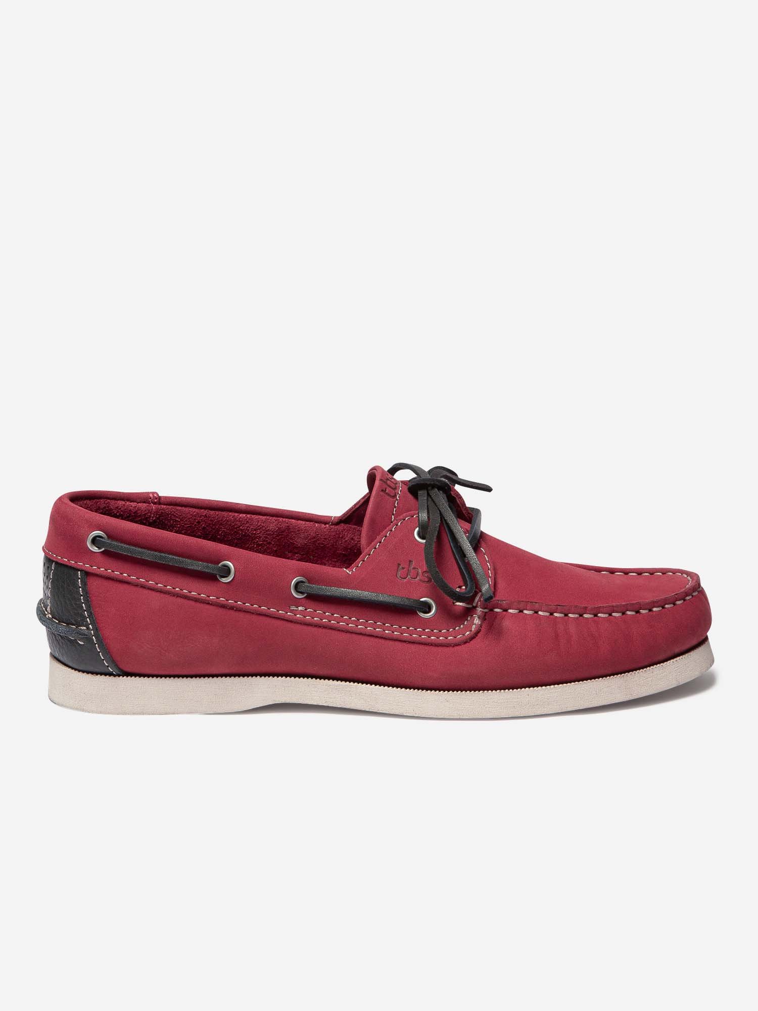 Chaussures Bateau Homme Semelle Grip Cuir Rouge