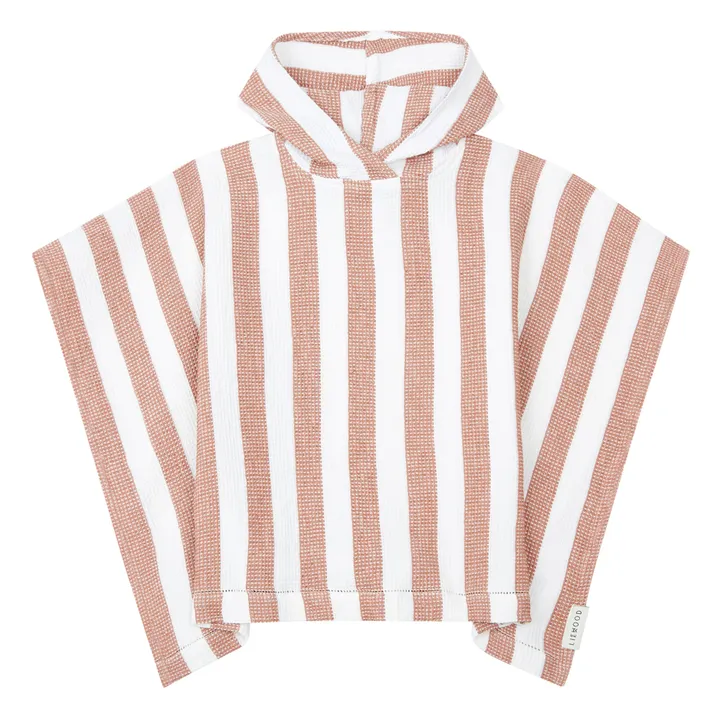 Liewood Poncho Paco en coton bio | Stripe White/Tuscany rose
