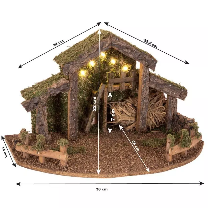 Crèche de Noël vide et lumineuse (H22 cm) Saint-Grégoire