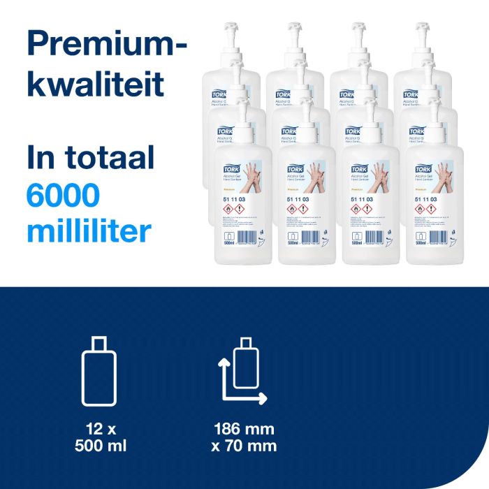 Tork 511103 12st Alcohol Gel Handdesinfectie 12 x 500ml (511103)