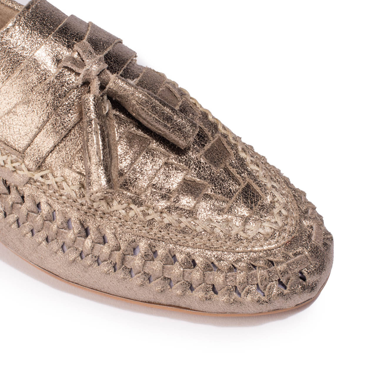 Couleur Pourpre Mocassins en Cuir Hampi dorés