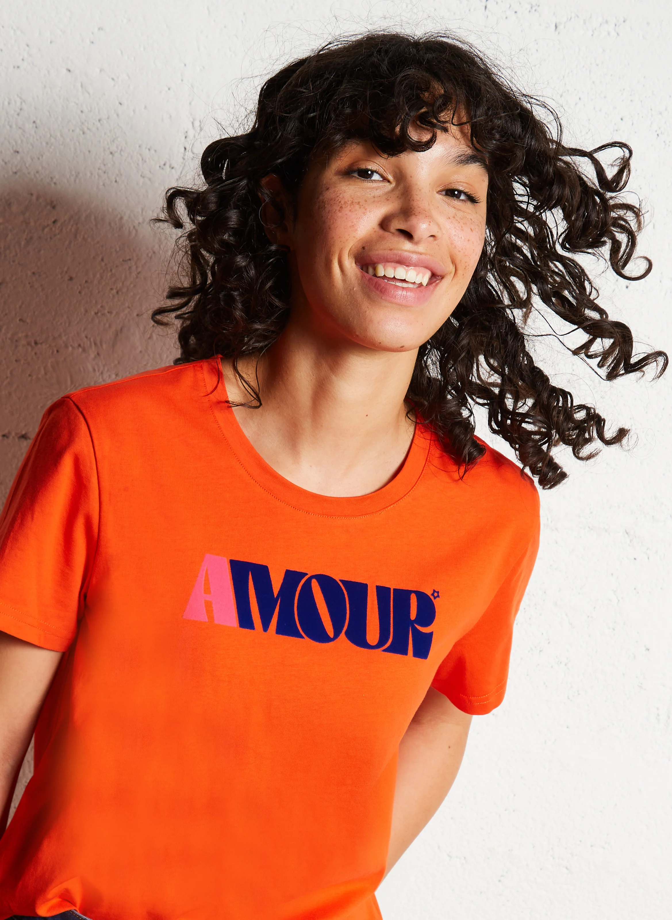 TRACY - Tee-shirt droit col rond en coton | Rouge