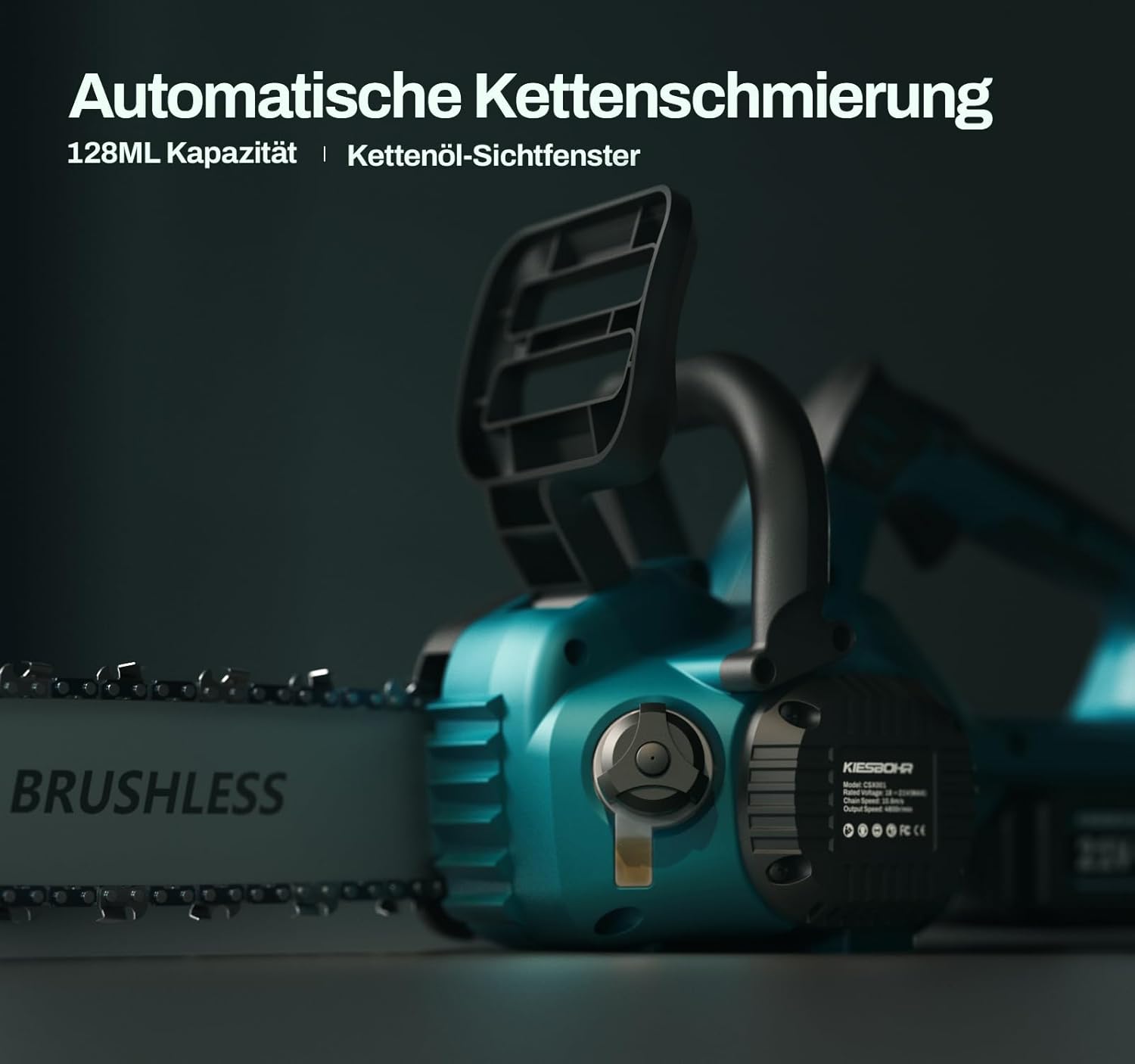 CSX001 30cm Bürstenlose Akku Kettensäge mit Automatische Kettenschmierung, Kompatibel mit Makita 18V Akku（ohne Akku und Ladegerät）
