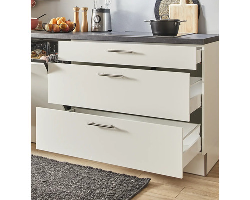 PICCANTE Plus keukenblok met Sonera apparatuur, 260 cm, wit mat, voorgemonteerd, linker uitvoering, 4067368000345