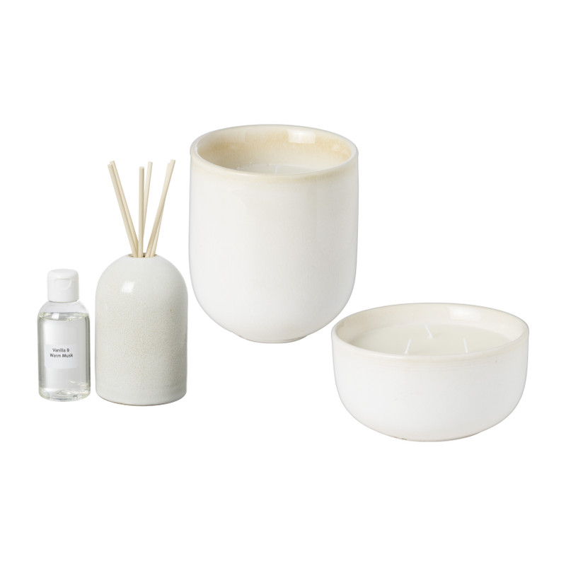 Geurkaars vanilla & warm musk - beige - ø13.2x6.8 cm