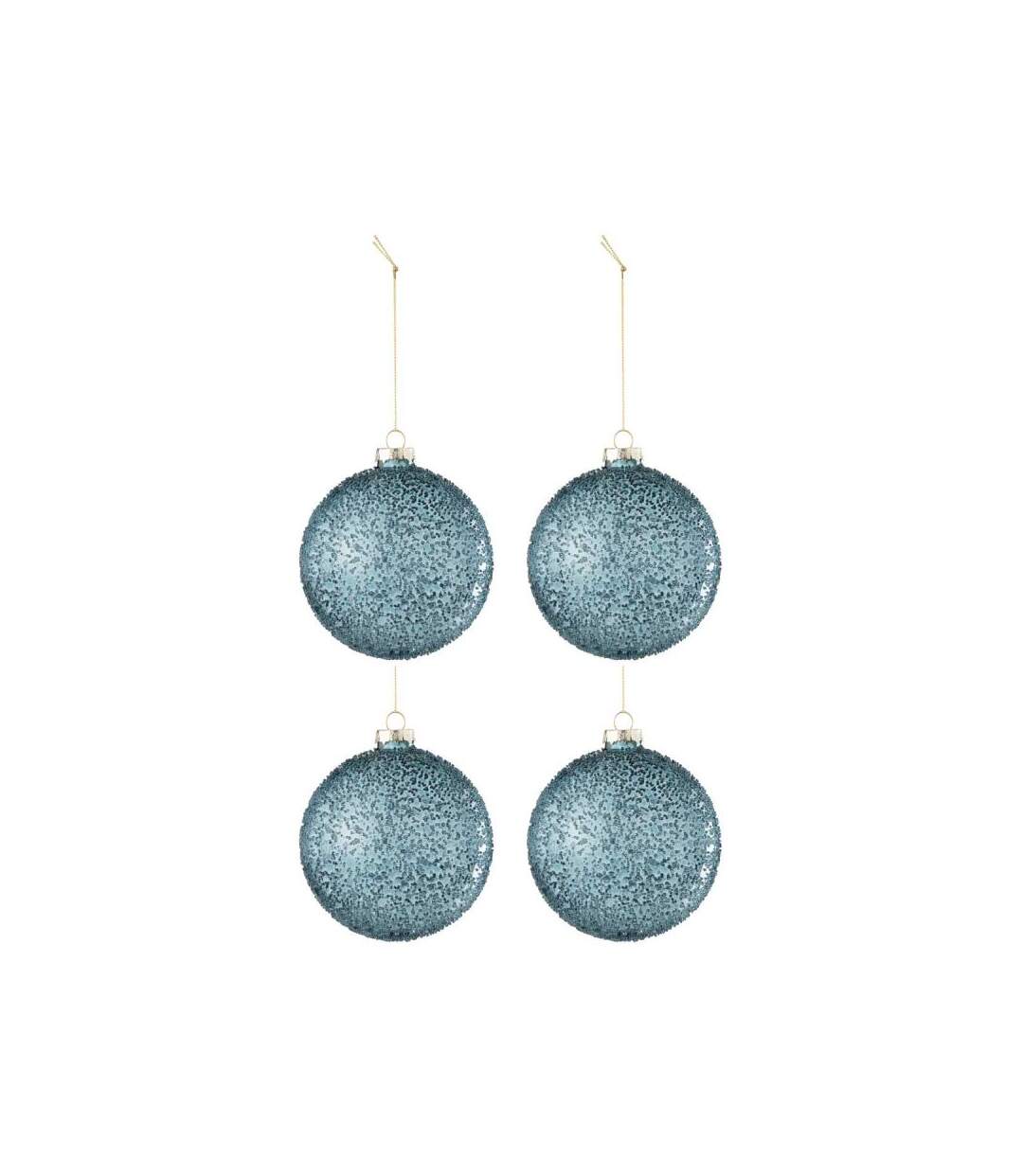 Paris Prix - Lot De 4 Boules De Noël perla 10cm Bleu